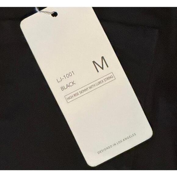 Labijou Black Lace Up Skinny Pants Silver Side Grommets Stretch Fit Size M - Picture 6 of 8